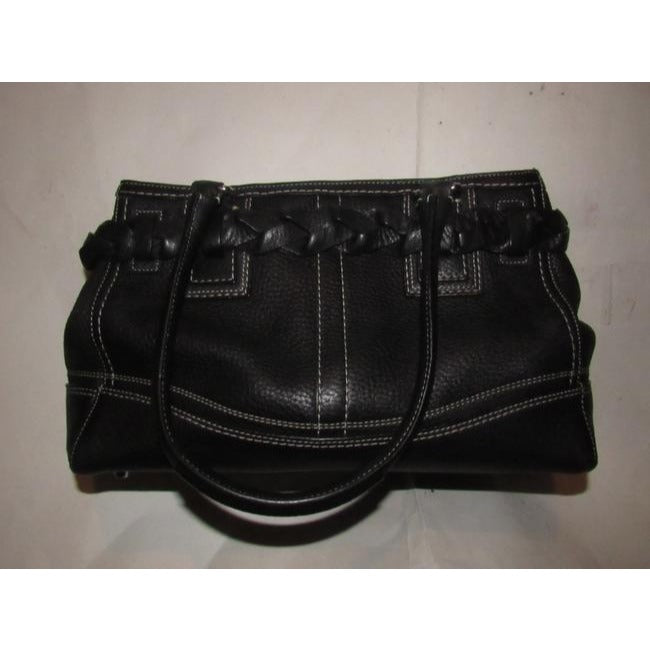 Coach New Pursesdesigner Purses Black Pebbled Leather With White Contrast Stitching And Chrome Hardw
