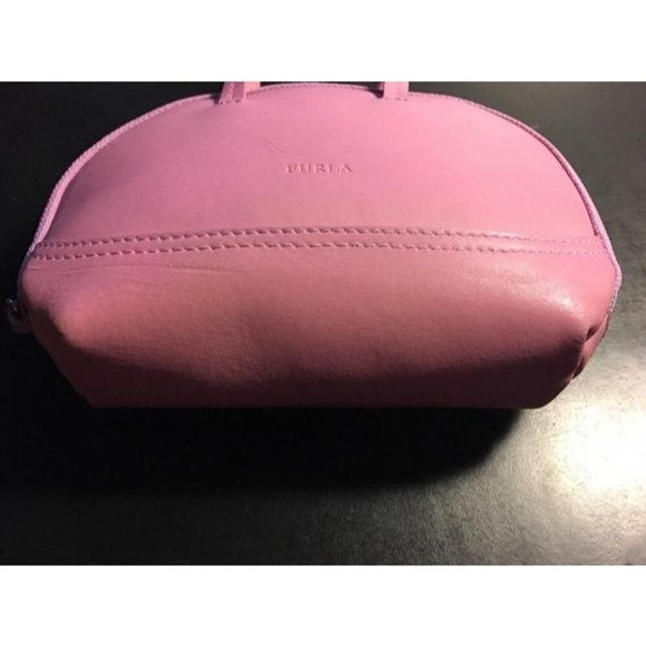 Vintage Furla Bubble Gum Pink Leather Top Handle Bowler Style Purse