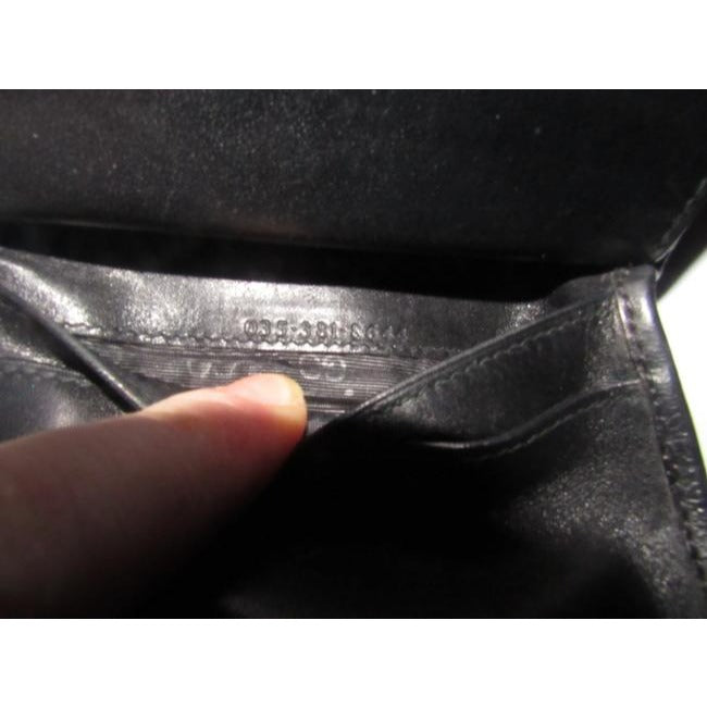 Gucci Black Small G Logo Print On Coated Canvas Black Leather Vintage Wallet