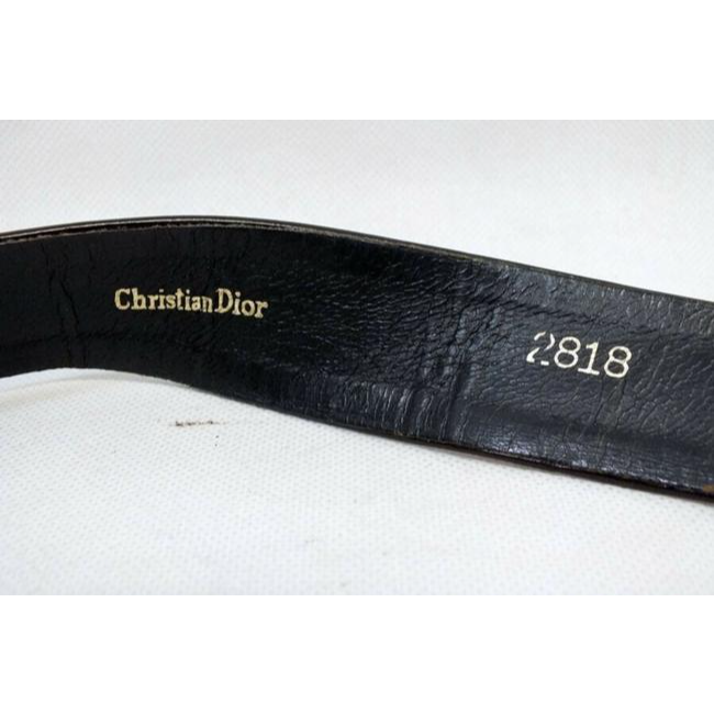 Dior Black Leather Belt w Gold Chain Buckle