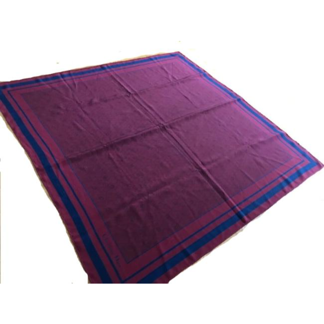 Dior Burgundy & Blue Honeycomb Print Silk Scarf