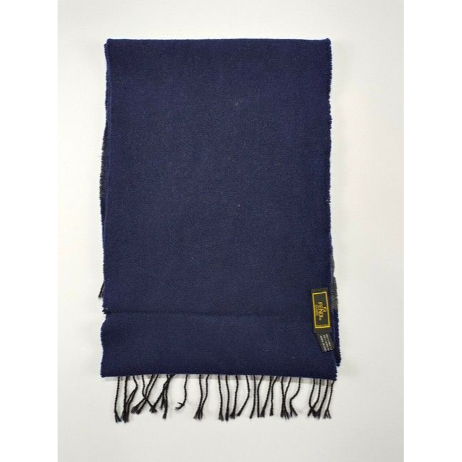 Fendi Grey Logo Print On Blue Wool Scarf