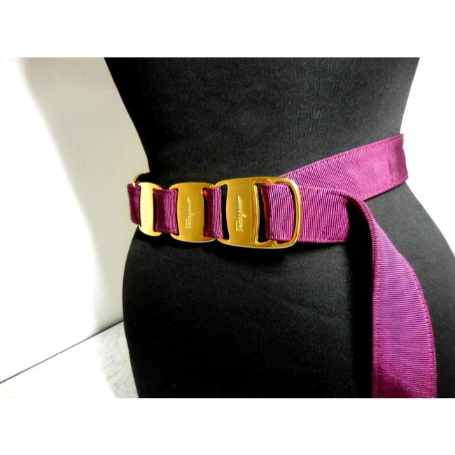 Ferragamo Purple Leather Belt w Large Vara Accents