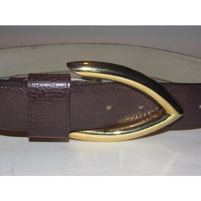 Dior Brown Leather Belt With a Large Gold Tone D Logo Buckle