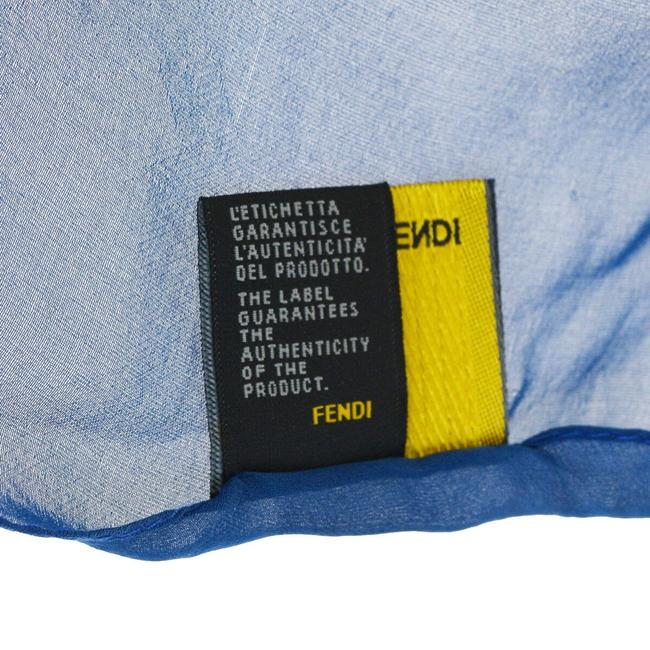 Fendi Blue Zucca Print Silk Logo Scarf