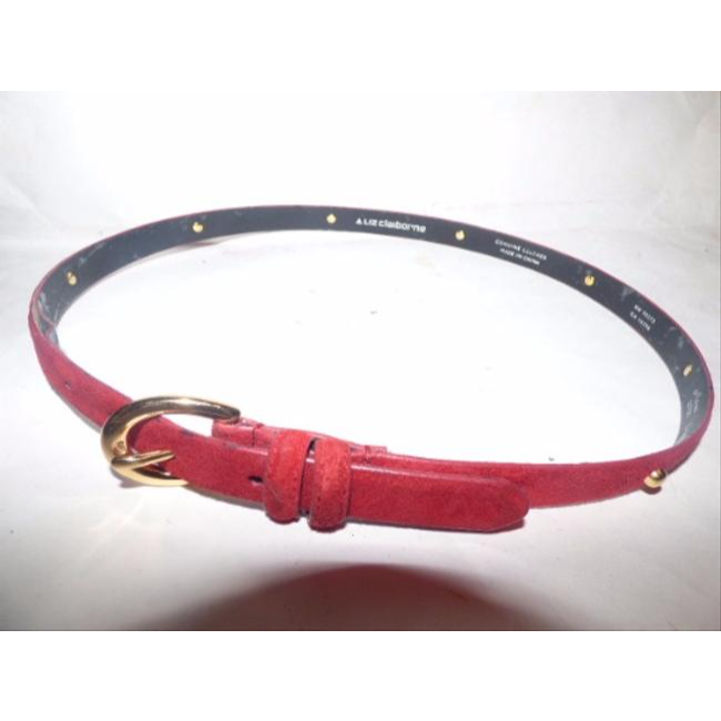 Liz Claiborne Red Suede Belt w Gold Studs