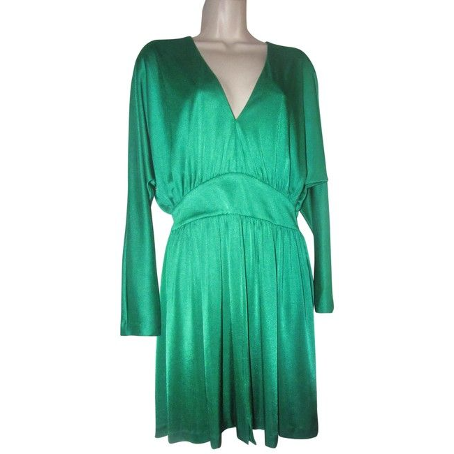 Halston Rich Emerald Green Mid Length Night Out Dress