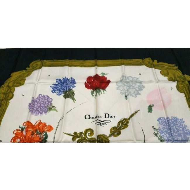 SOLD- Dior Multi Color Floral Clock Christian Dior Scarf