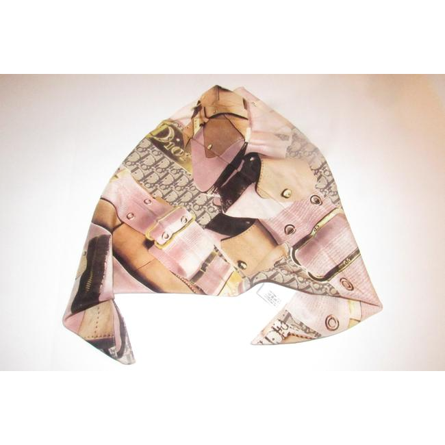 Dior Pink Brown Orange Trotter By John Galliano Logo Print Scarf
