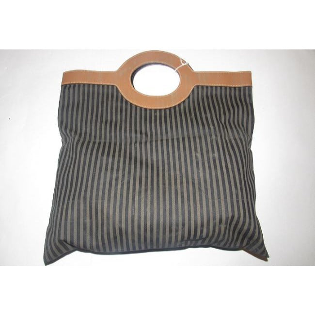 Fendi Regimental Stripe & Camel Leather Porthole Tote