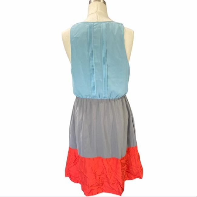 Moulinette Soeurs Blue Orange And Gray Anthropologie Color Blocked Sleeveless Short Casual Dress