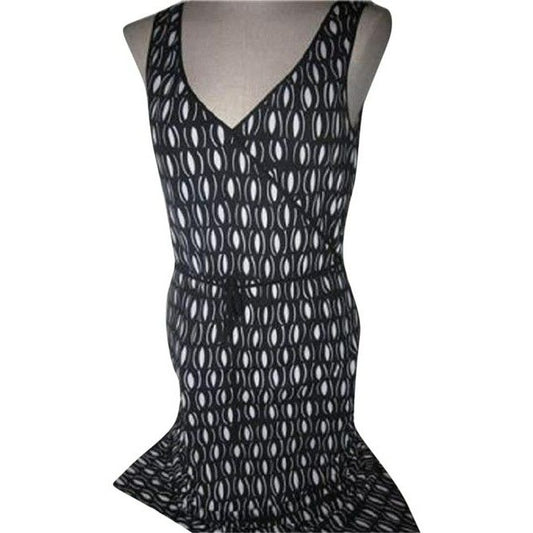 Laundry By Shelli Segal Black And White Mod Diamond Print Knee Length Short Dress