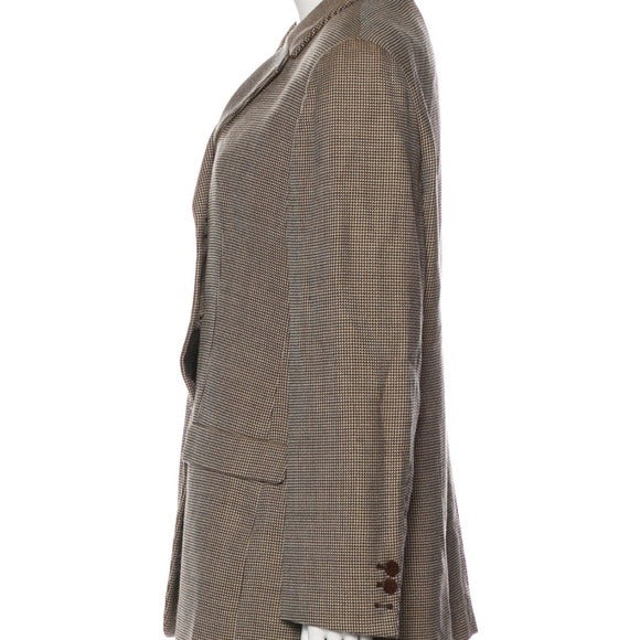 GIORGIO ARMANI Tan, Beige, Black jacquard blazer