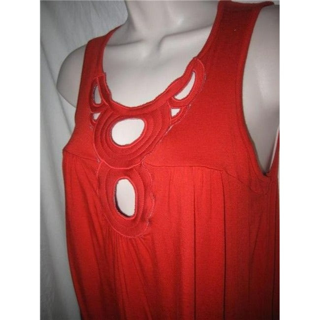 Ella Moss Orangish Red With Cut Out Accent Knee Length Short Dress