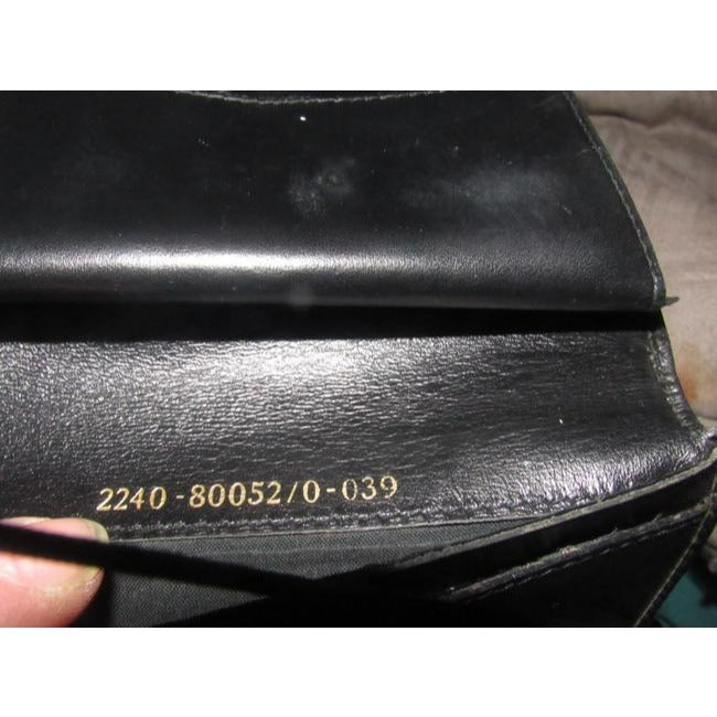 Fendi Black Thin Striped Coated Canvas And Black Leather Vintage Wallet