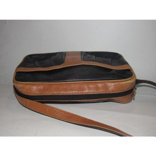 Fendi Vintage Pursesdesigner Purses Black Leather And Brown Alligator Skin Leather Cross Body Bag