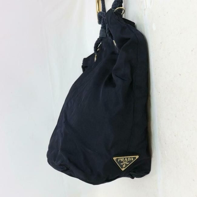 SOLD- Prada Paneled Navy Blue XL Tote w Heavy Gold Handles