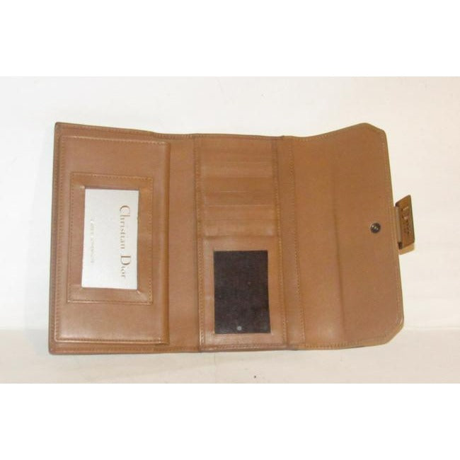 Dior Camel Leather With Gold Accents Wallet