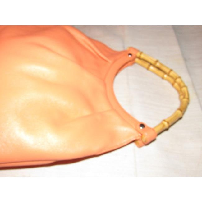 Talbots Ruched Handle Pouch Style Orange Sherbet W Bamboo Leather And Hobo Bag