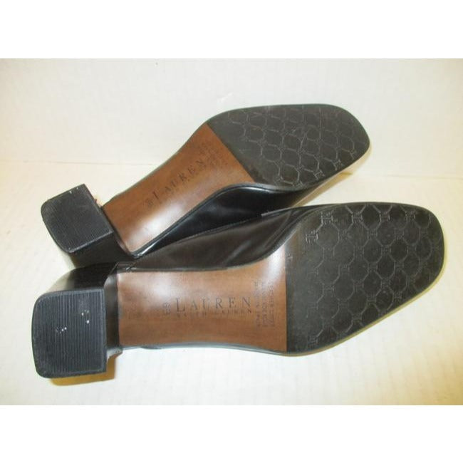 Ralph Lauren Black Square Toe Loafer Tassel Mulesslides Size Us