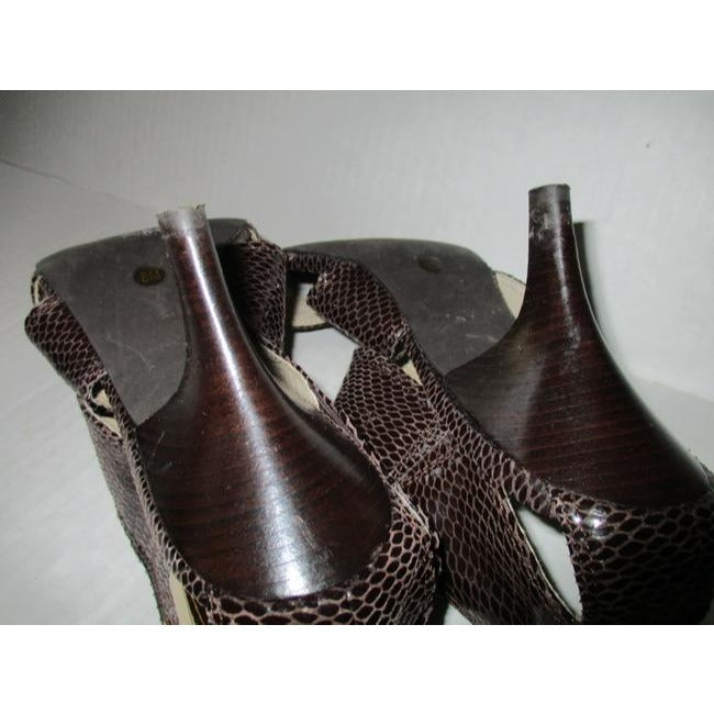 Michael Kors Chocolate Brown Lizard Open Toe Strappy Sandals Size Us