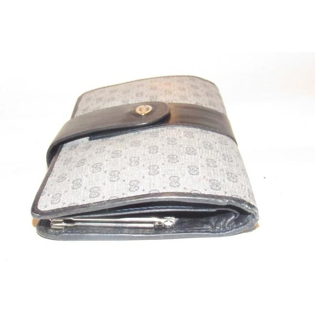 Gucci Blue Small G Logo Print Coated Canvas And Navy Leather With Chrome Accents Vintage Collection