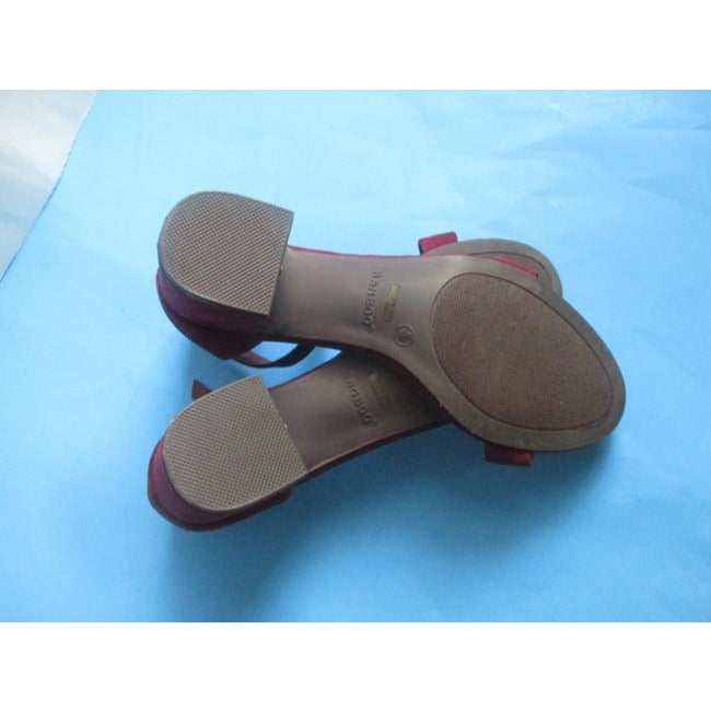 Bamboo Cranberry Maroon Burgundy Suede Ankle Strap Open Toe Pumps Size Us