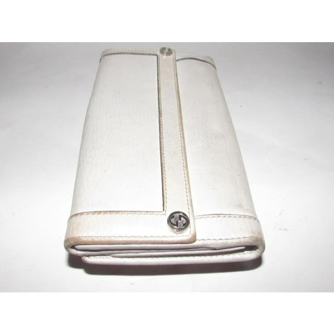 Gucci White Leather With Chrome Accents Vintage Wallet