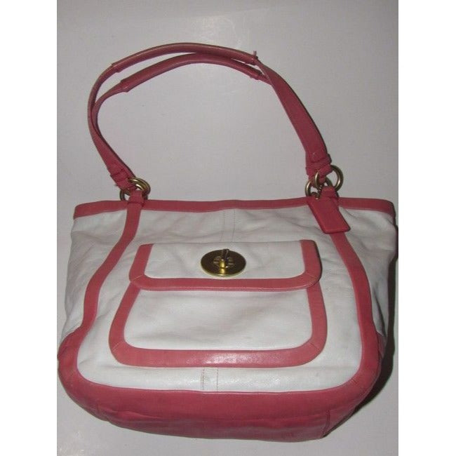 Coach Vintage Pursesdesigner Purses Buttery Soft White And Pink Leather With Gold Hardware Satchel