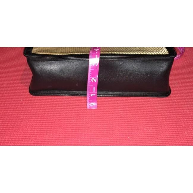 Gucci Black Leather And Ivory Raffia Lunch-box Satchel With Bamboo Hanle