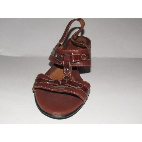 Eurosoft by Sofft Brown Leather with Gold Studs Sandals