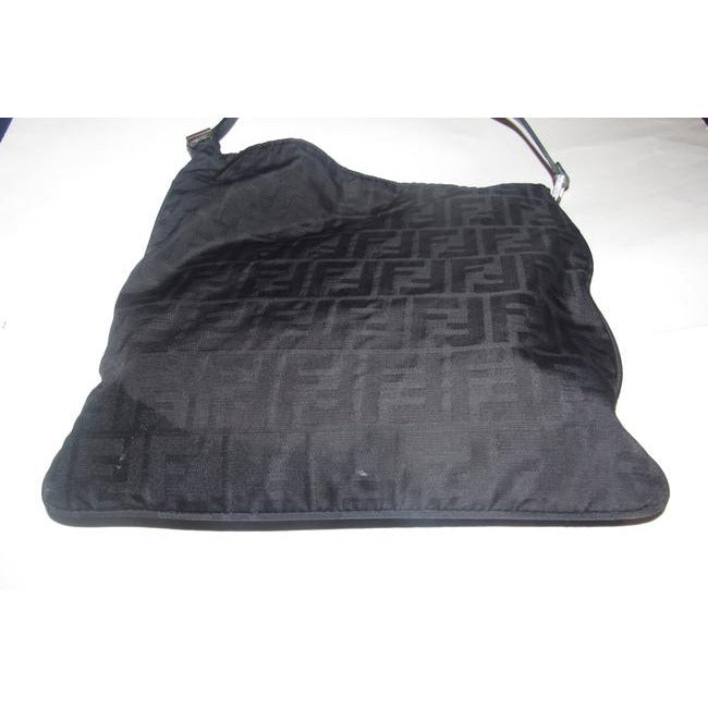 Fendi Zucco Pursesdesigner Purses Black Large F Logo Print Canvas And Black Leather Hobo Bag