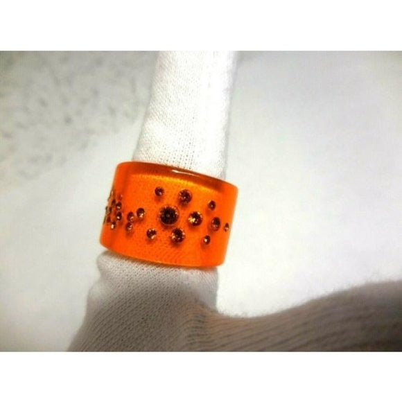 DIOR Orange Lucite Orange Swarovski Crystals Ring