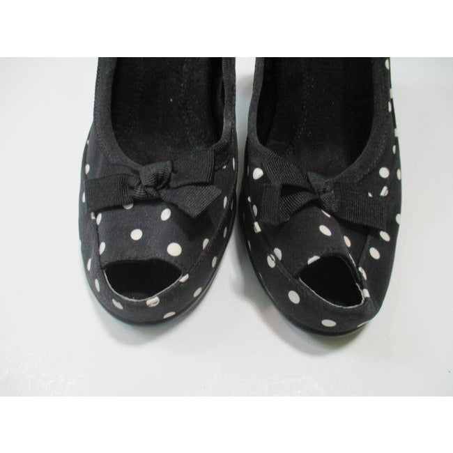 Aerosoles Black White Polka Dot Fabric Peep Toe Pumps Size Us