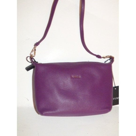 New w Tags, FURLA Pebbled Purple Leather 2-Way Crossbody