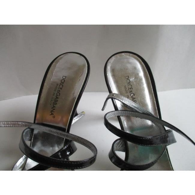 Dolce Gabbana Cream Brown Suede Patent Open Pumps - EU38-1/2