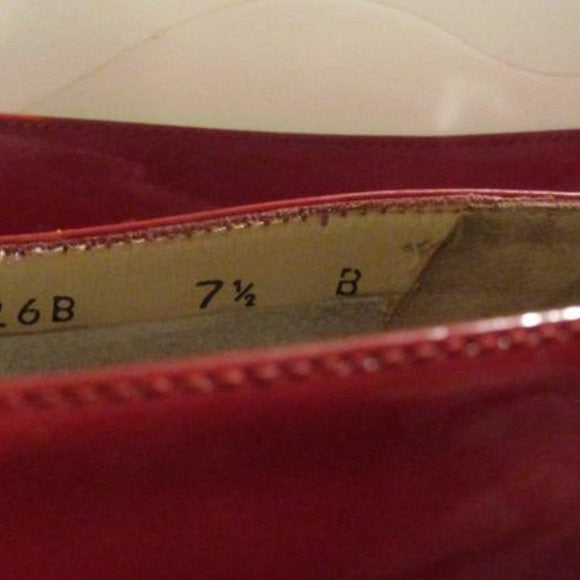 Salvatore Ferragamo Red Patent Leather Flats With An Extra Large Vara Accent