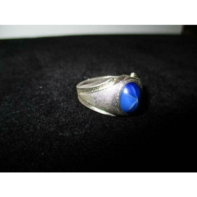 ESPO Blue Oval Star Sapphire Sterling Silver Modernist Ring