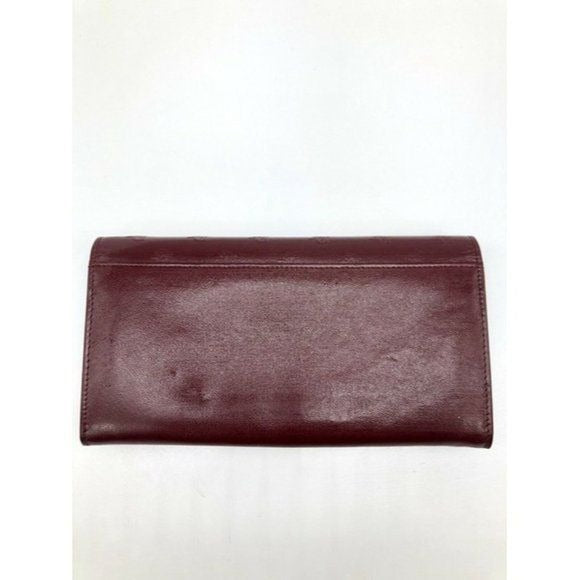 Dior Dark Red Leather Wallet w Embossed Oblique Trotter Print