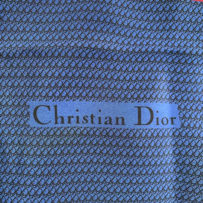 Dior Pink Black Aqua Gold Trotter Logo Print Silk Scarf
