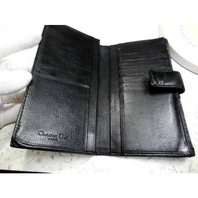 Dior black & grey trotter print XL wallet w orange