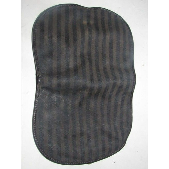 Fendi Black Grey And Brown Thin Striped Print Coated Canvas And Black Leather Vintage Wallet