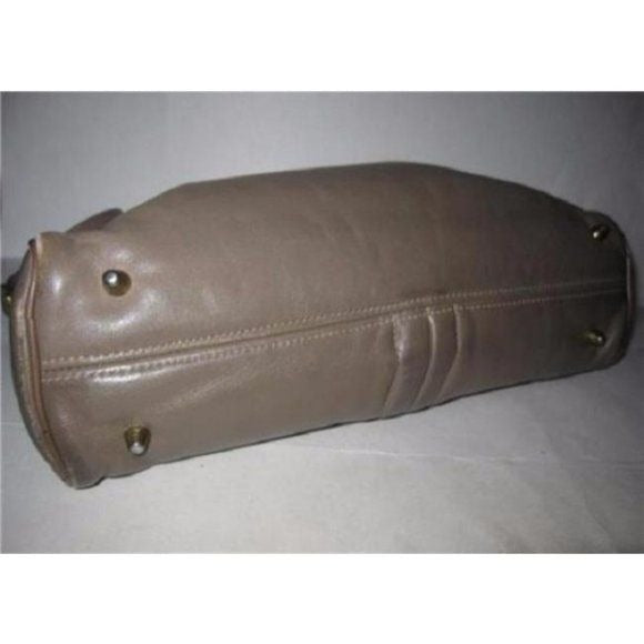 Etienne Aigner Vintage Taupe Leather Gold Accents Shoulder Bag