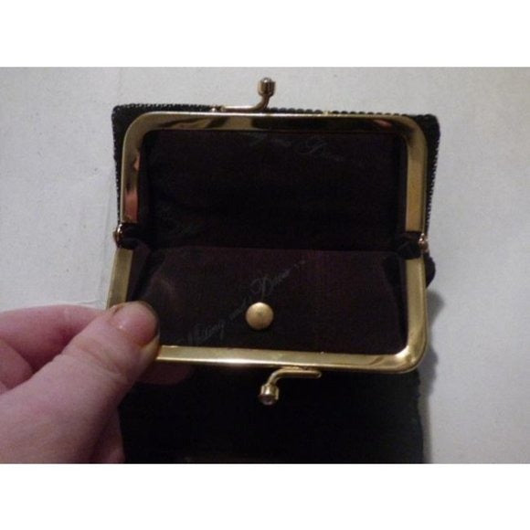 Whiting And Davis Vintage Black Pewter And Gold Chainmaille Designer Purse