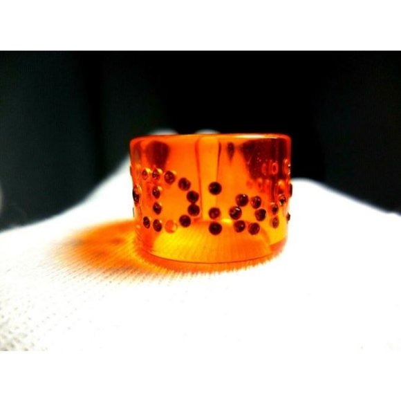 DIOR Orange Lucite Orange Swarovski Crystals Ring