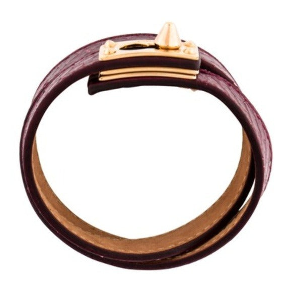 Fendi Burgundy Snakeskin Leather and Gold