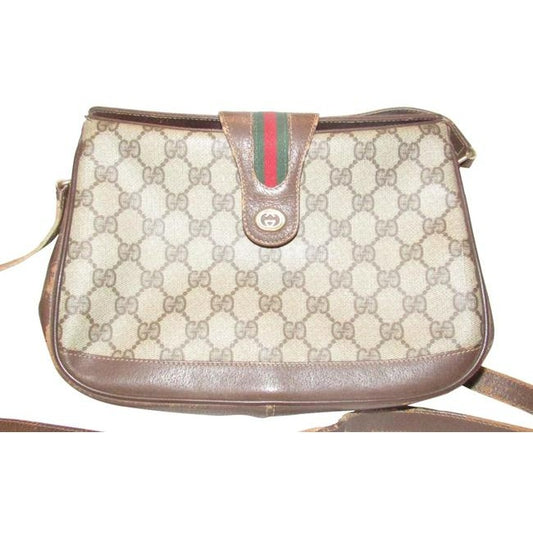 Gucci Vintage Accessory Collection Pursesdesigner Purses Brown Large G Logo Print Coated Canvasleath