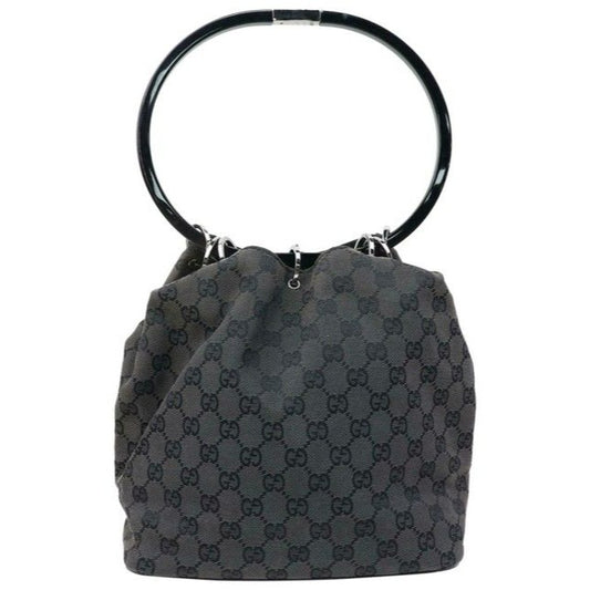 Gucci Vintage Pursesdesigner Purses Black Large G Logo Print Canvas And Black Leather Accents With A