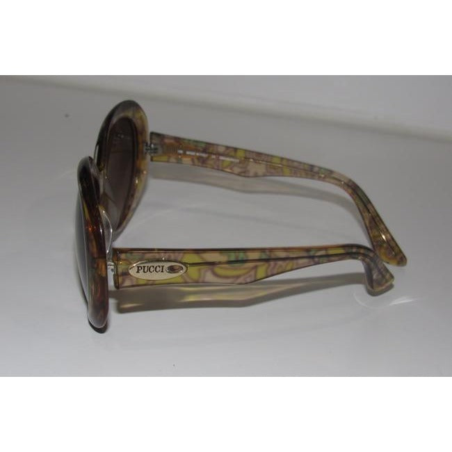Emilio Pucci Marbleized Heavy Plastic In Browns And Greens Sunglassesdesigner Sunglasses