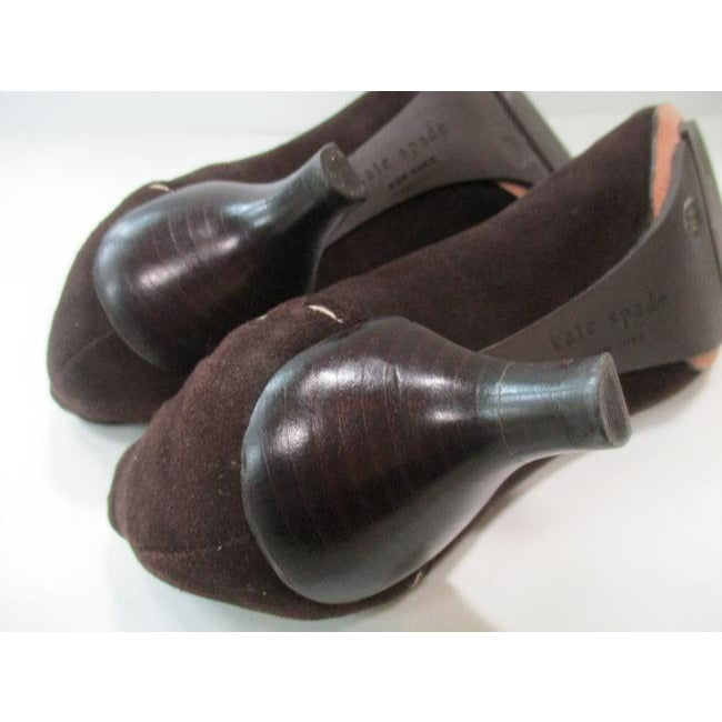Kate Spade Brown Chocolate Suede Square Toe Low Pumps Size Us